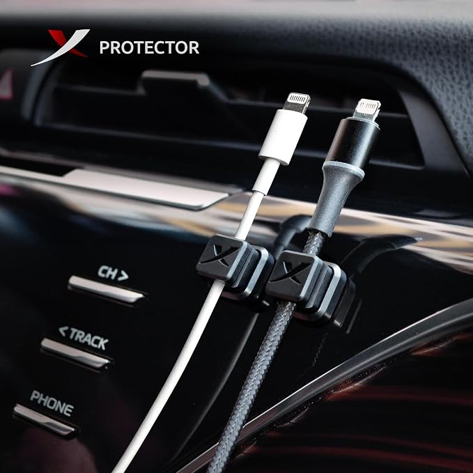 Magnetic Cable Holders X-Protector 6 PCS - Premium Cable Clips - Self-Adhesive Cable Holder for Car - Cord Organizer for Desk - Cable Organizer - Black Wire Organizer - Cord Management for Wires!