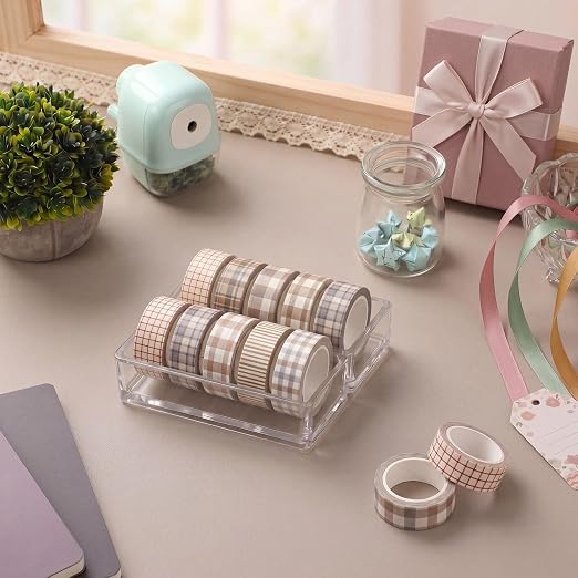 12 Rolls Watercolor Floral Washi Tape Set 15 mm Vintage Flower Decorative Masking Tape for Summer School Arts DIY Craft Scrapbook Journal Supplies Gifts(Retro,Plaid)