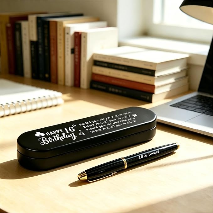 16th Birthday Gifts for Boys Girls | 16 Year Old Gel Pen Gift Set | 16th Birthday Gifts | Laser Engraved Gel Pen Gift Set for 16th Birthday | 16 Year Old Birthday Decoration for Him Her
