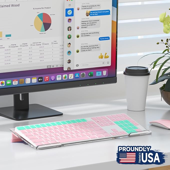 Ergonomic Computer Keyboard Stand - Adjustable Keyboard Riser Tilt Clear and Pink Acrylic Keyboard Tray Non-Slip Elevated Typing Key Board Holder Lift for Home Office Desk Accessories