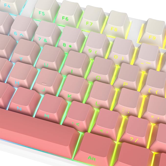 Guffercty kred Cute PBT Key Caps 135-keys Custom Gradient Side Printed Double Shot Keycaps Cherry Profile for 61/68/96/108 Mechanical Gaming Keyboard (Blush)