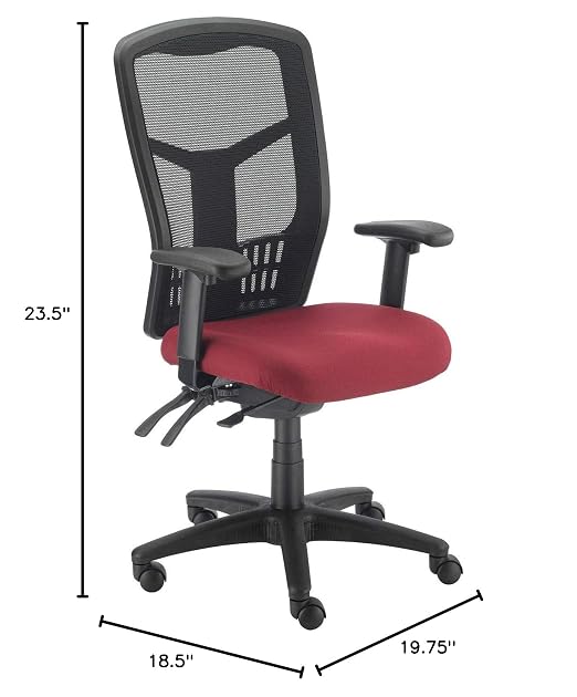 Global Industrial High Back Task Chair, Mesh Back, Fabric Seat, Red