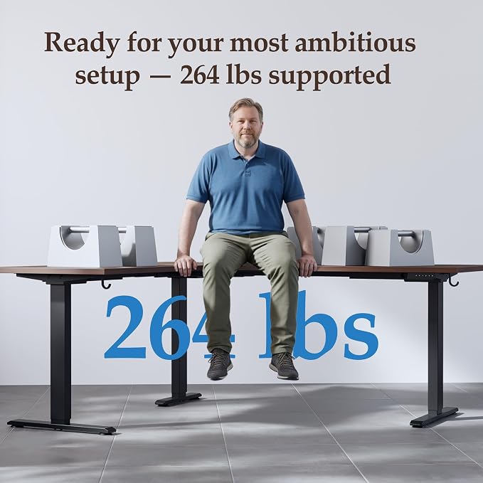 Klicelor L Shaped Standing Desk 73 x 60 Inch, Electric Height Adjustable Corner Desk for Home Office Workstation, Ergonomic Sit Stand Computer Table with Memory Controller, Dark Walnut