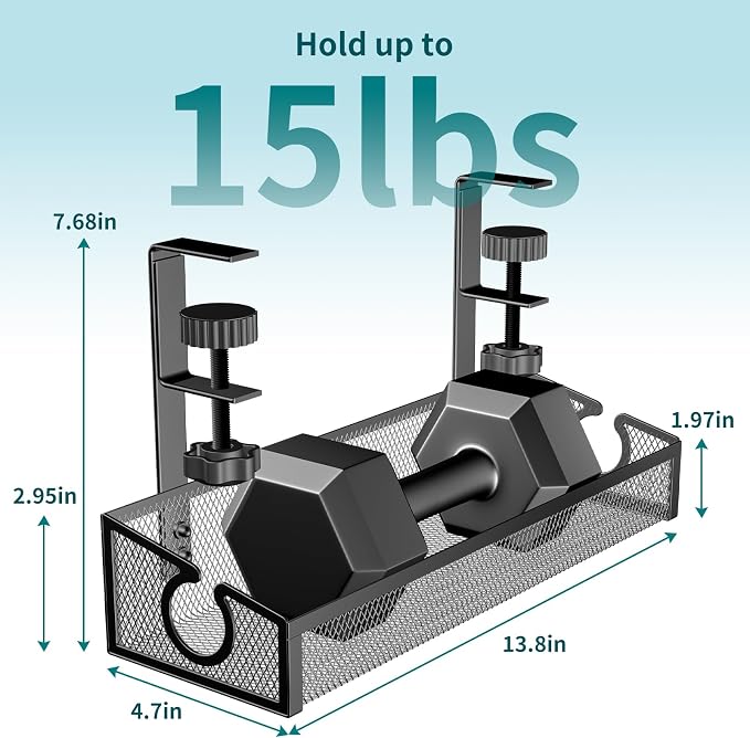 Under Desk Cable Management Tray Black, No Drill Desk Cable Management Organizer with Clamp for Desk Wire Management, PC Cord Organizer Accessories & Workspace Organizers for Office, Home(2 Pack)