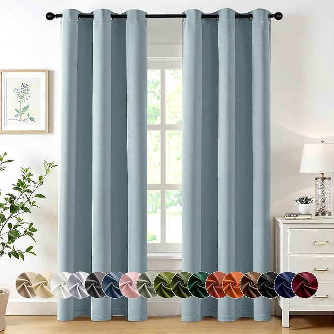 MIULEE Blackout Curtains for Bedroom Living Room 2 Panels, Thermal Insulated Room Darkening Drapes Grommet Noise Reducing Light Blocking Window Treatments 72 Inches Long 40x72 Inch Slate Blue