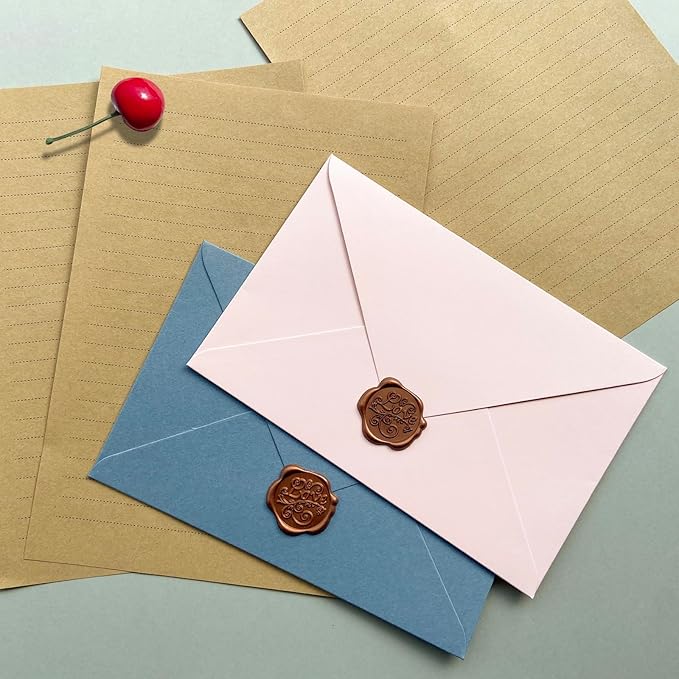 Tuhangcc Premium Velvet-Touch Stationery Set with Unique Design Colors - Best Paper and Elegant 4x6 Envelopes (24 Writing Sheets + 12 Envelopes) for Love Letters and Party Invitations(Blue)