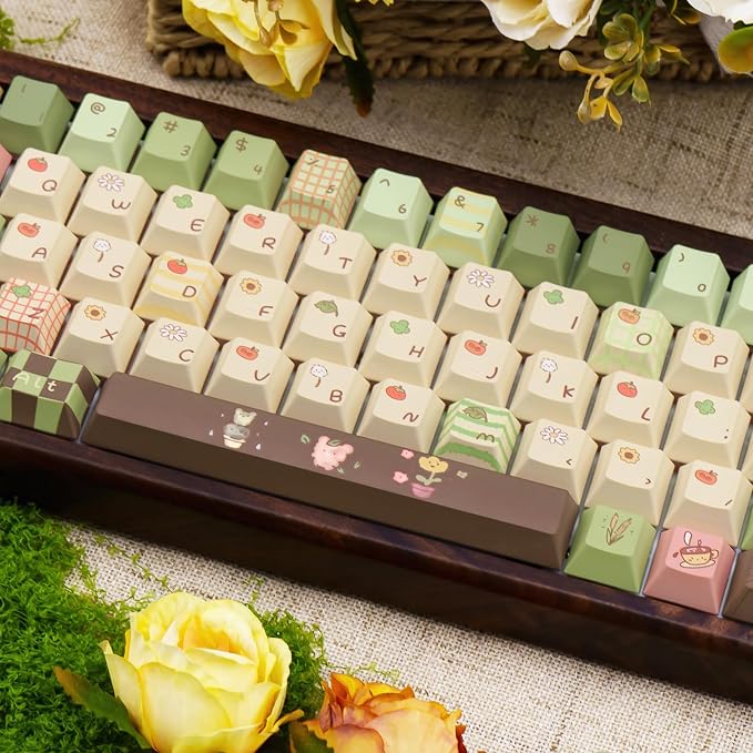150 Keys Cute Keycaps, Dye Sublimation PBT Customized Cherry Profile Keycaps Cartoon Bear Keycap Set for Cherry MX Gateron Switches Mechanical Keyboards
