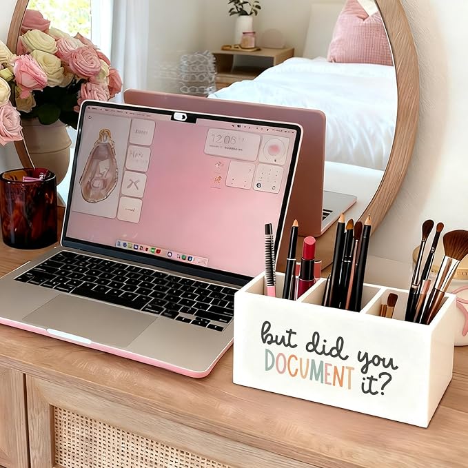 Funny But Did You Document It Pen Pencil Holder for Desk, HR Human Resources Gifts, Office Humor Gifts for Coworkers Women Men Wooden Box Sign Decorations for Office Desk Tabletop