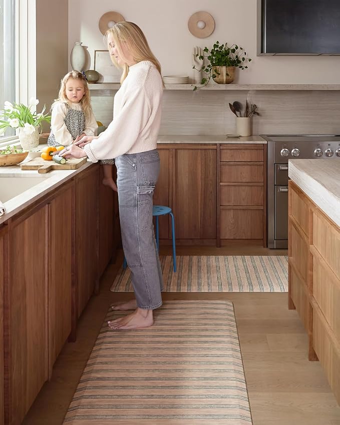 House of Noa Nama Standing Mat – Anti-Fatigue Cushioned Kitchen Mats for Floor | Ergonomic Bounce-Back Foam Kitchen Mats | Anti-Fatigue Mats for Kitchen & Standing | Devon Twine | 22" x 54"