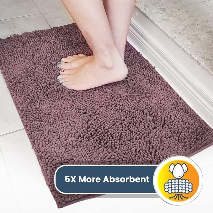 Muddy Mat® | Super Absorbent Door Mat Indoor, Microfiber Quick Dry Chenille Entryway Rug, Non-Slip Front Door Mat, Indoor Mats for Entryway, Machine Washable Pet Rug, Plum 20" x 48"