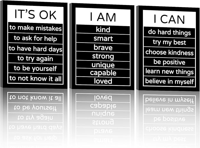 Halioyo Motivational Wall Art Decor Inspirational Canvas Wall Art Positive Affirmation Quotes Poster Decor for Bedroom Living Room Classroom Dorm Office, 20x28inchx3pcs