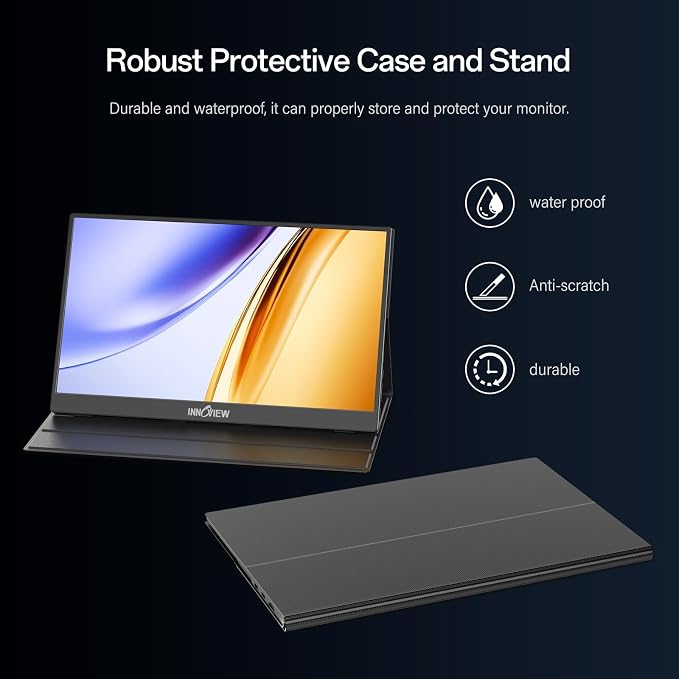 InnoView 2K Portable Monitor for Laptop 15.6" 2560×1440 QHD 100% sRGB Built-in Speaker USB C Standard HDMI External Second Screen for Mac Laptop Phone PS4/5 Xbox Switch