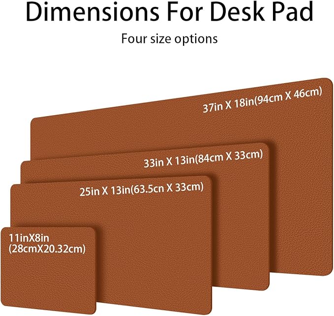 Leather Desk pad Protector, Office Mat, Large Mouse Mat, Non-Slip PU Leather Blotter, Laptop Desk Pad,Waterproof Laptop Computer Desk Keyboard Mat for Office/Work/Home/Decor (Brown, 33In*13in)