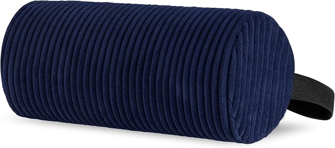 HIGOGOGO Lumbar Roll Lumbar Support Pillow for Office Chairs, Cars, and Gaming Chairs, Back Cushion with Washable Cover & Adjustable Strap to Relieve Back Pain and Improve Posture, 11"x6"x5", Navy