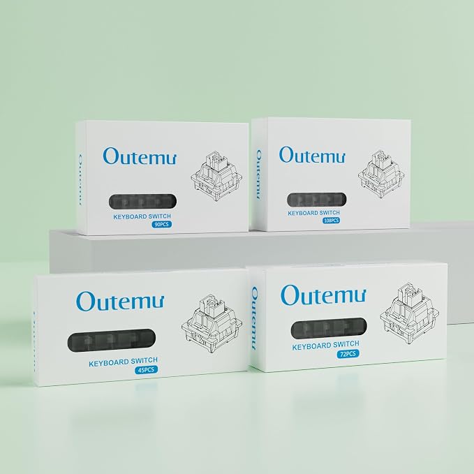 Outemu V3 White Peach Slient Pro Switches,5 Pin 40gf Mute Pre-lubed Dustproof Linear Switch,Suitable for MX Mechanical Gaming Keyboards(45Pcs)