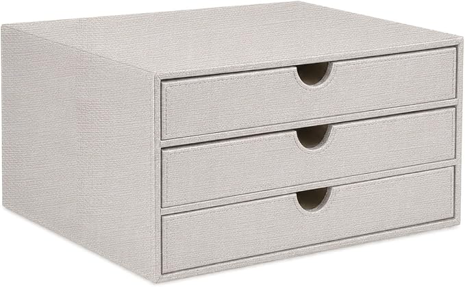 UnionBasic Document Organizer, 3-Drawer File Cabinet Document Storage Box, Office Desktop Filing Organizer, Beige