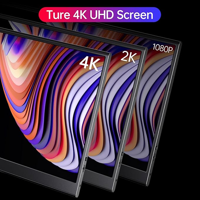 4K Portable Monitor 15.6" 3840x2160 UHD USB-C HDMI Laptop Monitor, 100% RGB IPS Computer Gaming Display HDR Travel Monitor w/Speakers & Smart Cover for Laptop Xbox PS5 Switch PC Phone