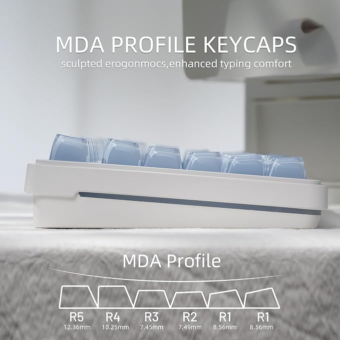 OHY XVX Jelly R2 Side-Printed Translucent MDA Profile Keycap Set, 122 Keys Double Shot PC+ABS Keycaps for MX Switches & ANSI Layout Mechanical Keyboards-Blue