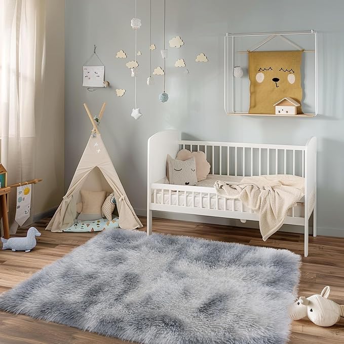 Mugorn Small Soft Shag Rugs for Bedroom, 3x5 Fluffy Area Rugs for Living Room