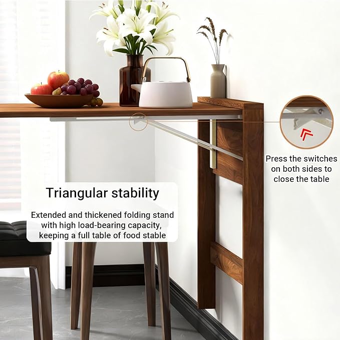 Space-Saving Wall Mounted Folding Dining Table Heavy Duty Floating Desk for Small Spaces Kitchen Laundry Room Study（Chair not Included in Product）(White)