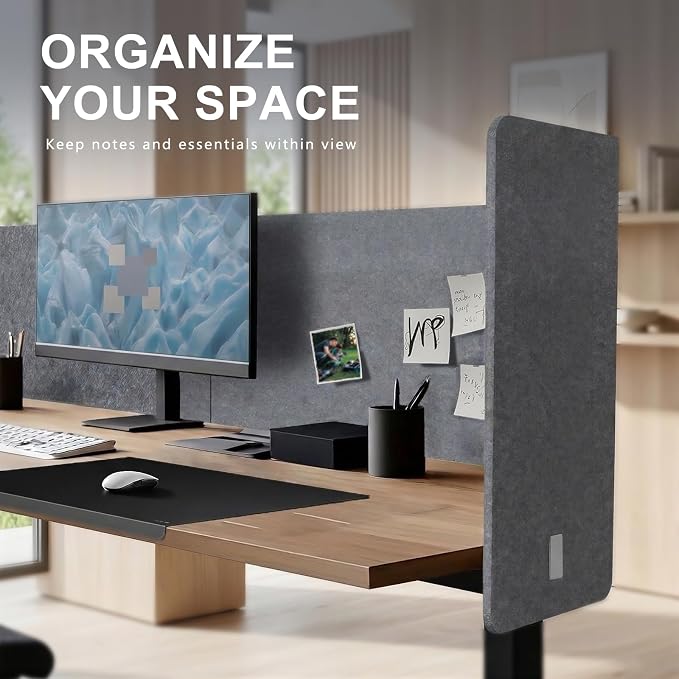 Desk Privacy Panel,2PCS L-Shaped Clamp-On Office Desk Divider,2-in-1 Adjustable Acoustic Desktop Partition Or Under Desk Modesty Panel,for Office,Home,Felt (Grey, 47.2" x 15.7")