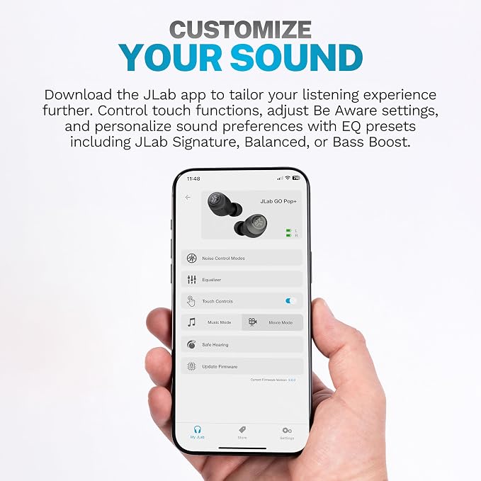 JLab JBuds Lux ANC Over Ear Headphones Bundle with Go Air Pop+ True Wireless Earbuds, Active Noise Cancelling, Bluetooth multipoint, Mauve