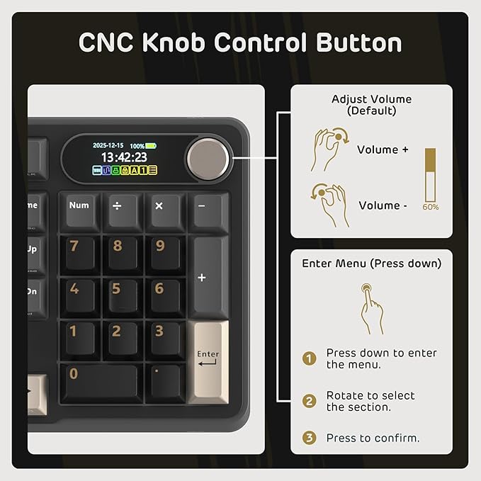 RK ROYAL KLUDGE S98 Mechanical Keyboard w/Smart Display & Knob, 96% RGB Wireless Gaming Keyboard BT/2.4G/USB-C, Hot Swappable Custom Keyboards, Software Support, Silent Computer Gaming Keyboard