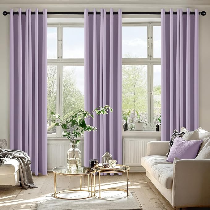 MIULEE Blackout Curtains for Bedroom Living Room 2 Panels, Thermal Insulated Room Darkening Drapes Grommet Noise Reducing Light Blocking Window Treatments 84 Inches Long 40x84 Inch Lilac