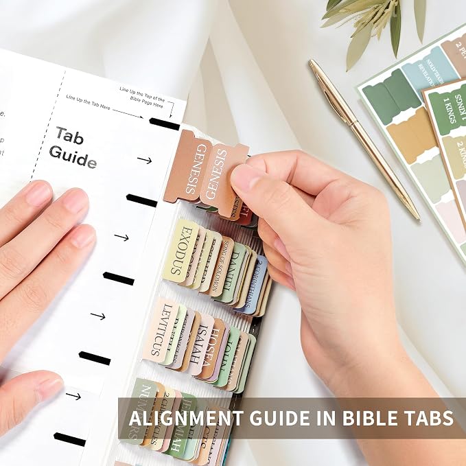 Bible Tabs for Women & Men, Bible Tabs for Study Bible, Large Print Neutral Bible Tabs for Easy Navigation, Boho Theme, Bible Index Tabs