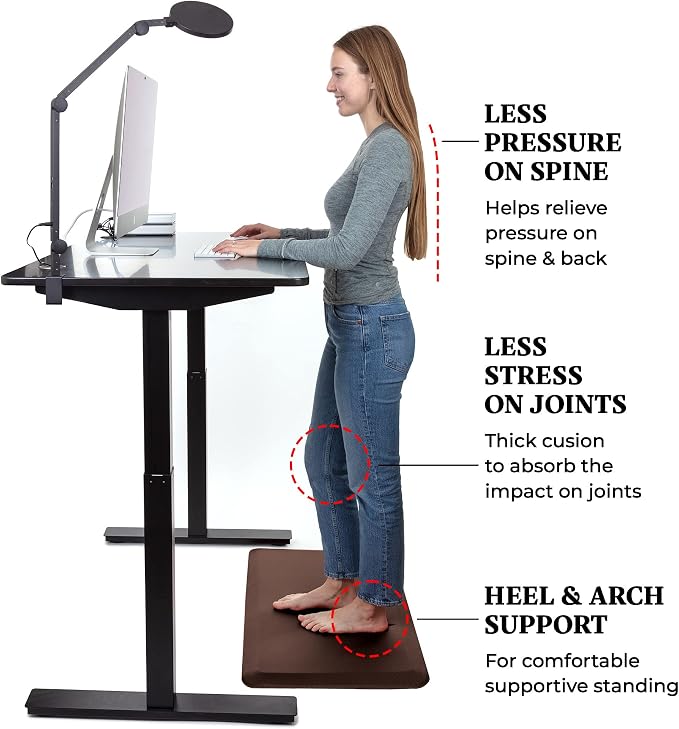 Zulay Home Large 20 x 32 Inch Anti Fatigue Floor Mat - 3/4 Inch Thick Cushioned Kitchen Mats for Standing - Comfortable Padded Floor Mats for Standing Work Desk - Memory Foam Kitchen Mat - Brown