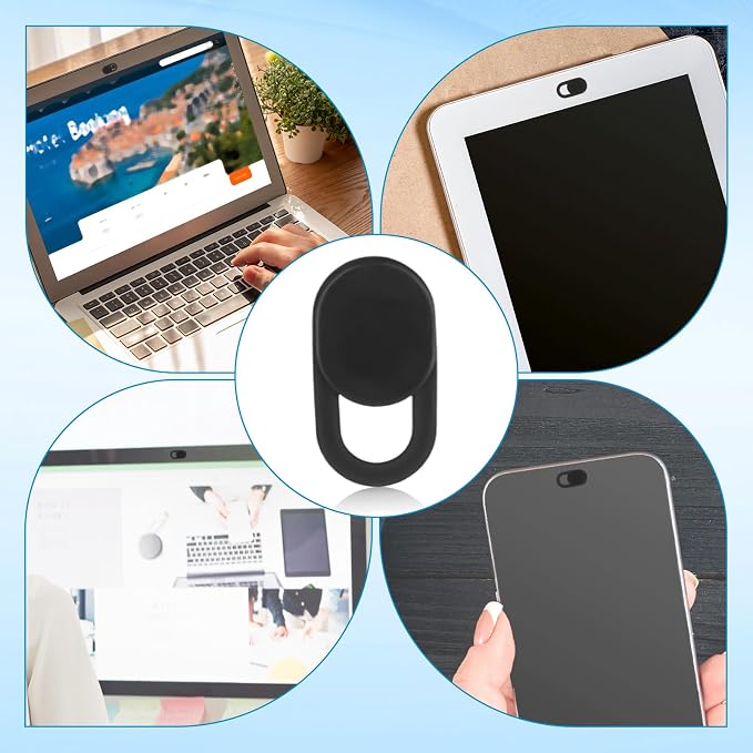 100pcs Laptop Camera Covers, Black Ultra-Thin Front Webcam Privacy Phone Camera Cover Slide Webcam Protects Your Privacy & Security for Laptop Desktop Cell Phone Tablet Accessories