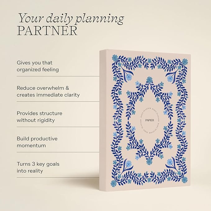 Papier Italian Summer Daily Planner - Hardback Vintage Design | Track Habits, Thoughts, To-Dos & Priorities | Motivational Gift