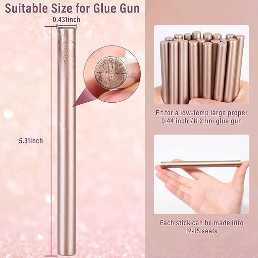 Sealing Wax Sticks, Paxcoo 20pcs Wax Seal Sticks, Glue Gun Sealing Wax Sticks for Wedding Invitations, Letter, Envelope, Cards and Crafts (Champagne Color)