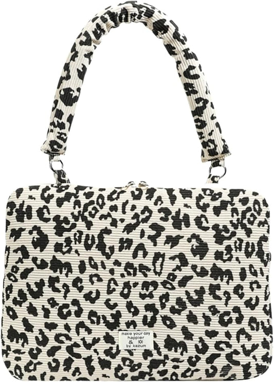 Leopard Print Laptop Case 11, 13,15 Inch Quilted Laptop Sleeve Soft Protective Cheetah Computer Sleeve for MacBook (Beige, with Strap, 15 Inch)