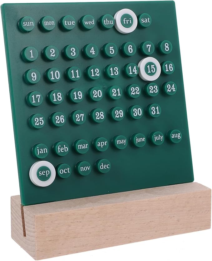 Perpetual Desk Calendar with Acrylic and Base Kawaii Date Display Blocks Smooth Edges Monthly and Daily Flip for Office Classroom Home Decor Accessories