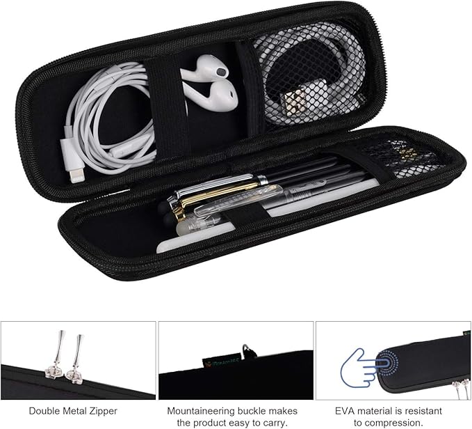 Small Pencil Case Holder for Pencils,Hard Pen Case for Executive Fountain Pens,Ballpoint Pens-Black