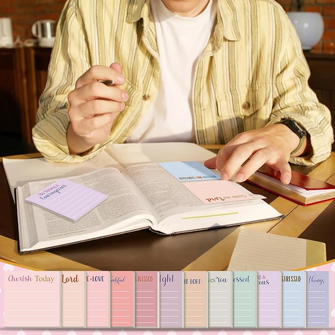 Yinder 24 Pcs Inspirational Sticky Notes Thank You Gift Motivational Sticky Note Pad Employee Appreciation Gift Bulk for Staff Coworker Teacher Nurse Office Groups 3 x 3'' (Bible,Aesthetics)