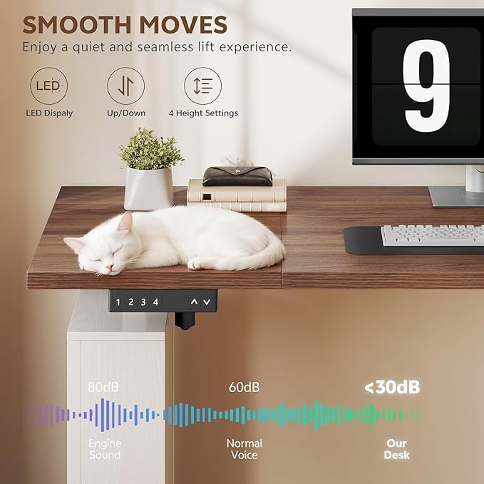 75.5'' Electric Standing Desk with Drawers, Farmhouse Height Adjustable Corner Desk, Sit Stand Office Desk with 4 AC Outlets & Type C Port, Executive Computer Desk, Brown & White