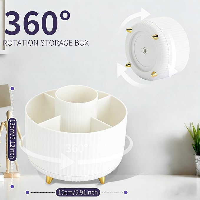 Camelmother 360°Rotating Pen&Pencil Holder For Desk With 5Slots Cute Office | Spacious Beautiful & Durable For Teachers Students Workers Easy Storage for Pens Stationery