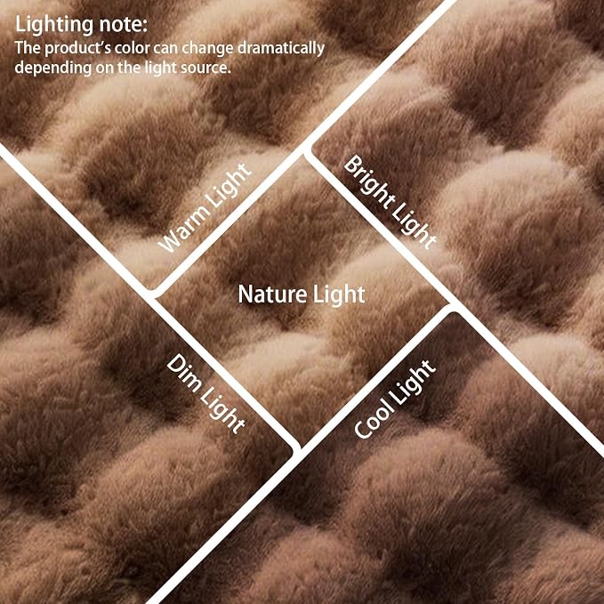 Coffee Rabbit Plush Rug 3'x5', Fluffy Shaggy Area Rug for Nursery & Kids Room, Faux Fur Carpet for Girls Bedroom, Living Room, Teen Decor