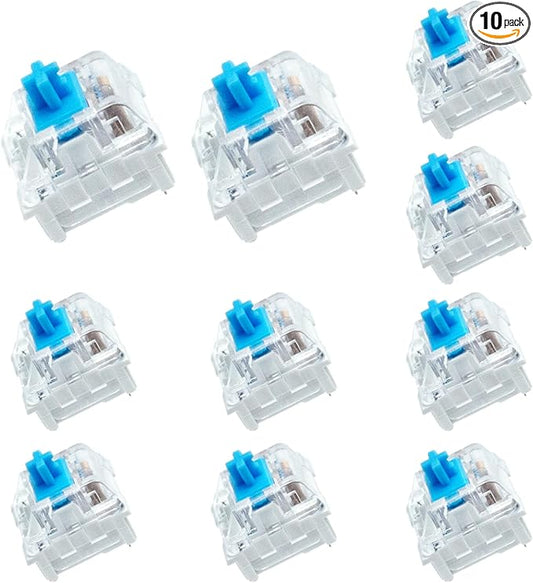 BlingKingdom 10 PCS Blue Switch Replacement 3 PIN Mechanical Keyboard Switches, Clicky, Accurate Typing, Dustproof, LED Keyboard, Gaming Keyboard