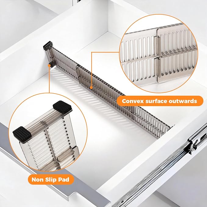 12 Pack Drawer Dividers 3.15" High, 10.83-20.08'' Adjustable Dresser Dividers Organizers,Plastic Expandable Drawer Separators For Clothes, Underwear Cosmetic