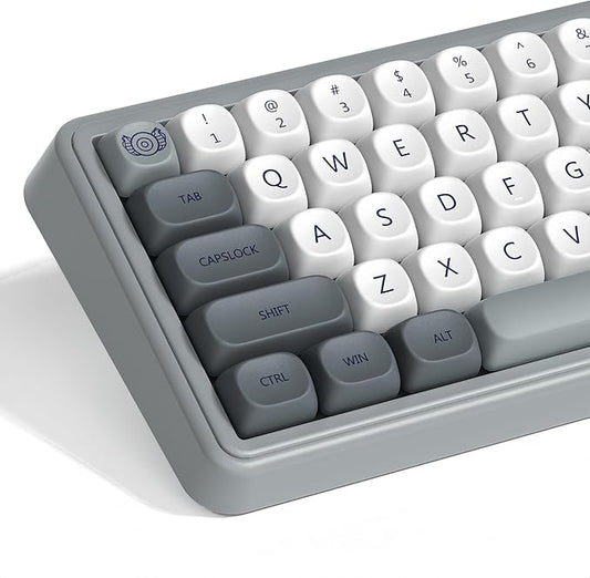dagaladoo PBT Keyboard keycaps Japanese Style, White/Grey MOA Keycap Set Dye-Sublimation,Retro Custom Replacement Key caps for 100% 75% 65% 60% mx TKL US Layout Mechanical Keyboard