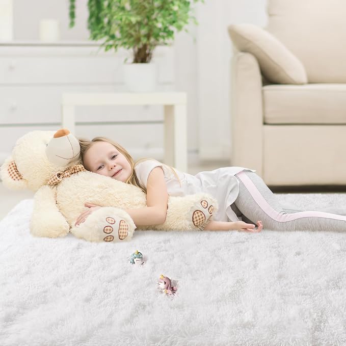 6x9 Area Rugs for Living Room, White Fluffy Shaggy Rug Soft Carpets, Rugs for Bedroom Nursery Kids Room Dorm Home Decor Aesthetic