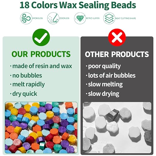 917Pcs Letter Sealing Kit Contains 18 Colors Wax Seal Beads, 10Pcs Stamps with Handle, Wax Spoon and Candle for Christmas Gift Wrapping & Envelope Sealing, Wedding Invitation
