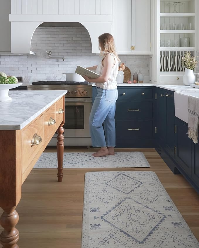 House of Noa Nama Standing Mat – Anti-Fatigue Kitchen Mats for Floor, Cushioned & Non-Slip Comfort Mat for Standing, Thick Foam Anti-Fatigue Mat for Kitchen & Workspaces, Ula Windmill 22" x 72"