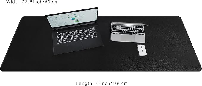 Vyaaa Leather Desk Mat, 63" x 24" Extra Large Desk Pad, Oversized Mouse Pad,Non-Slip Office Desk Pad, Waterproof Desk Blotter for Office and Home (Black)