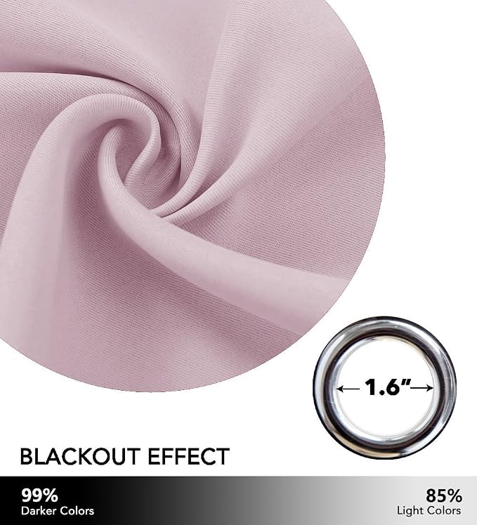 NICETOWN Room Darkening Curtain for Girl's Room Nursery Essential Thermal Insulated Solid Grommet Top Window Treatment Drape (Lavender Pink=Baby Pink, Sold Individually, 42 x 63 inch)