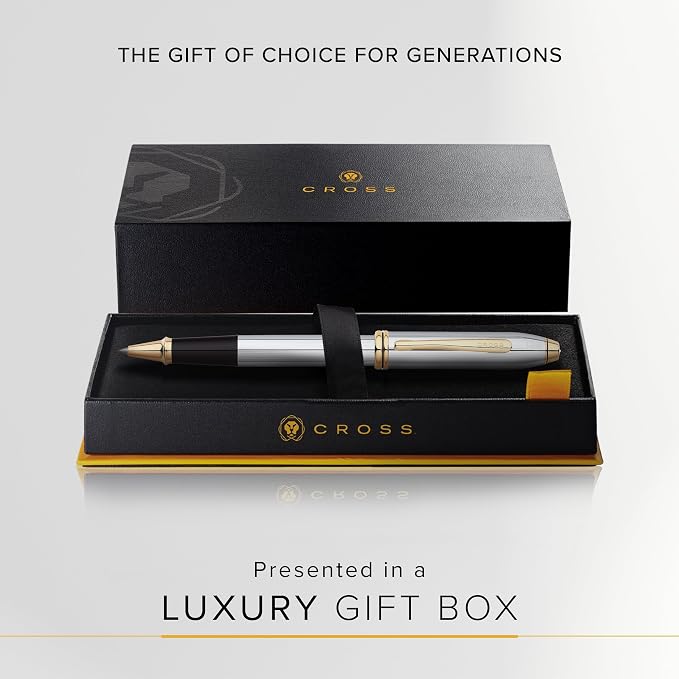 Cross Townsend Medalist Rollerball Pen, Black Ink - Elegant Pen, Black Ink for Effortless Writing - Consistent, Smooth Writing - Large Nib - Reliable & Long-Lasting - Includes Gift Box