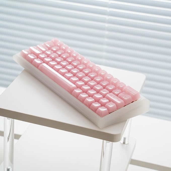 Crystal Transparent Clear Keycaps Jelly, Pink MDA Profile, 115 Keys Cute Custom Set for Cherry MX, Mechanical Gaming Keyboards, RGB Compatible (Pink)
